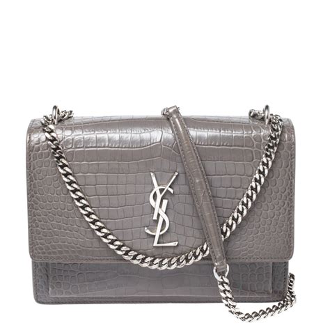 ysl sunset bag croc grey|ysl sunset handbags women.